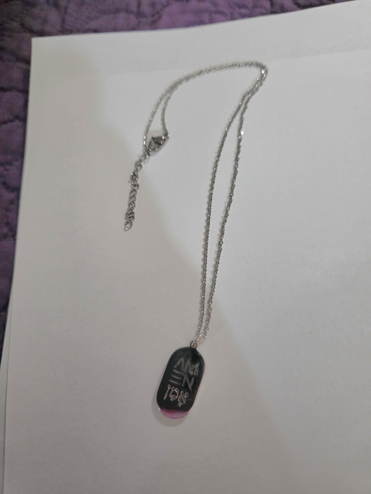 Amen In English And Hebrew Pendant And Adjustable Chain