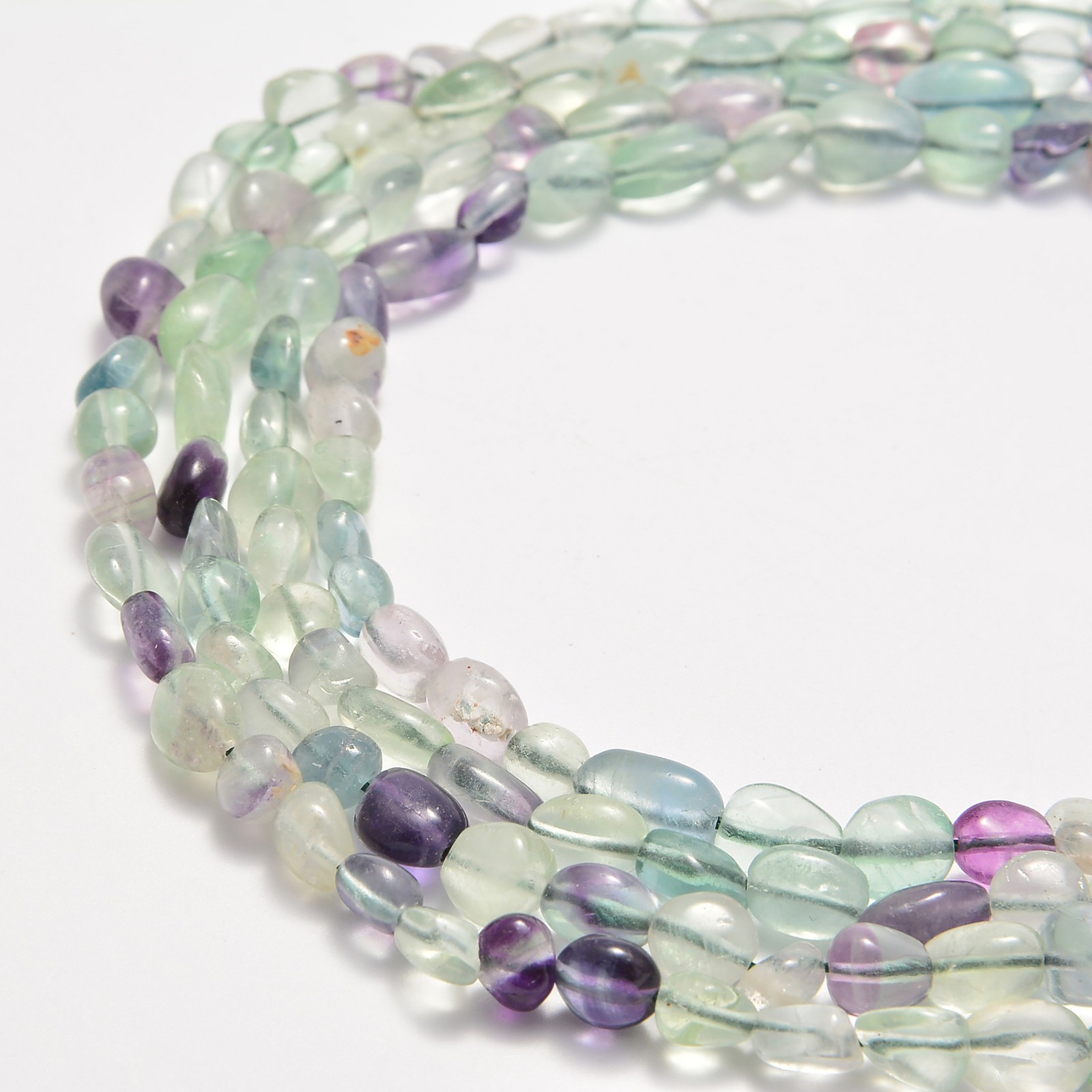 Natural Fluorite Pebble Nugget Beads Approx 5-8mm 15.5″ Strand
