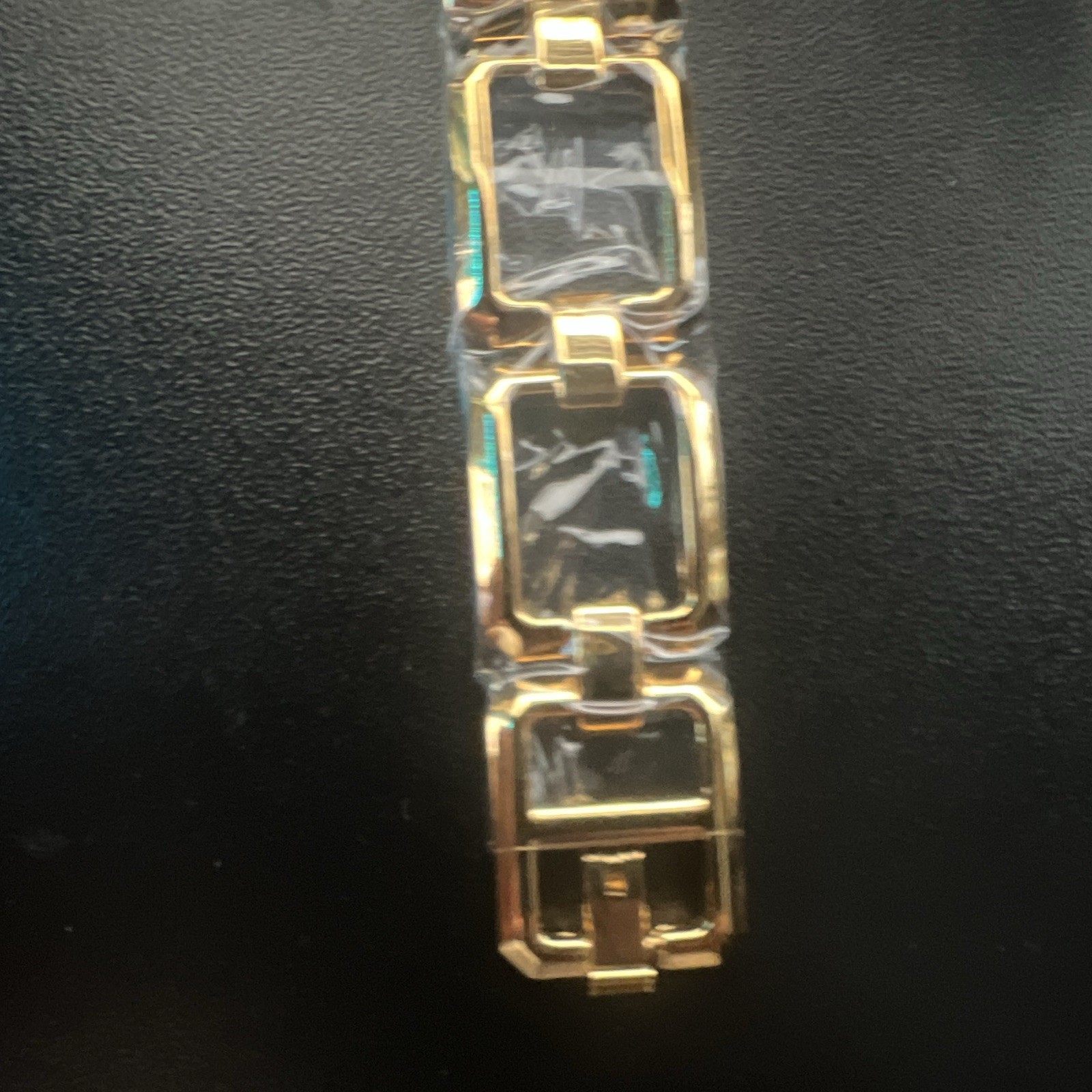CHANEL Women’s Premiere Quartz Square Watch Black Dial Gold SS Bracelet