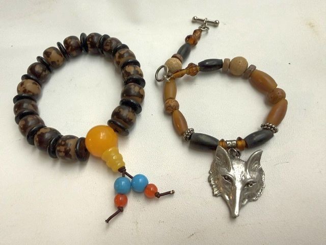 Rustic Beaded Anklet or Bracelet Style for Men: horn, Wood, Plastic, Bone, metal