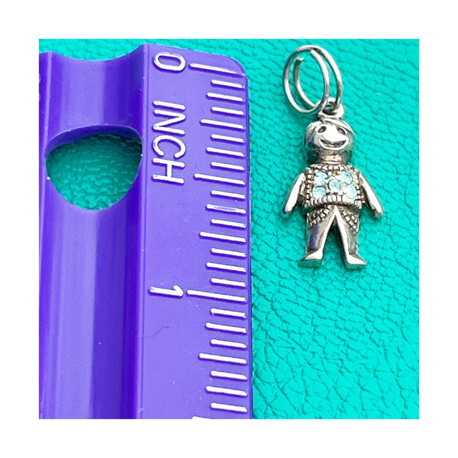 Little Boy Sterling Silver Charm 925 Pendant Blue Rhinestones Thailand Vintage