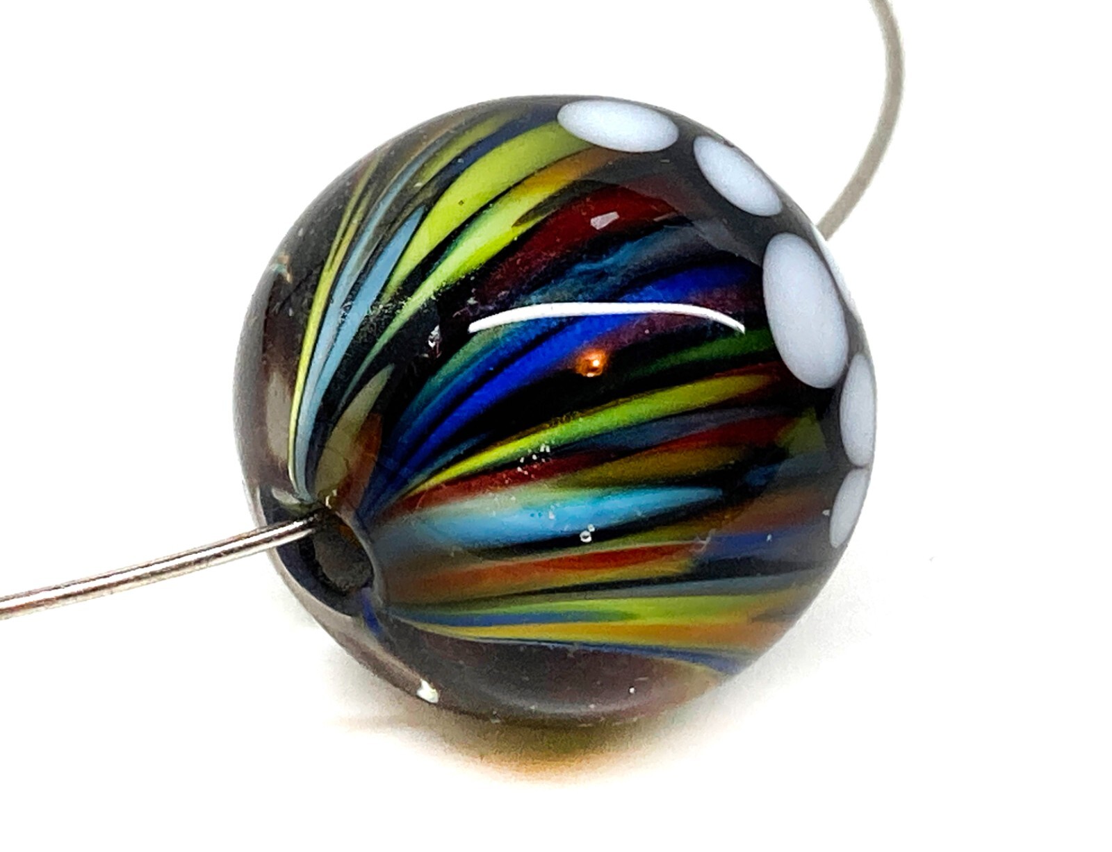 Rainbow Handmade Lampwork Glass Beads From Murano OOAK Tamara Yarilo Brand 1 Pcs