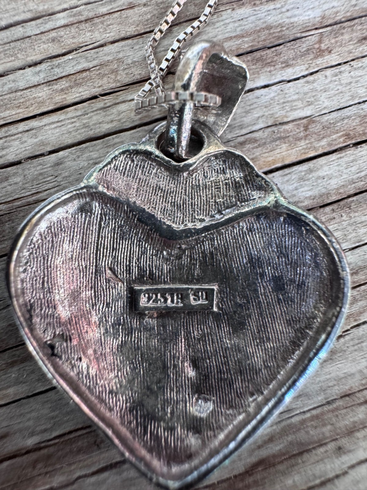 925 Sterling Silver Marcasite Heart Pendant Necklace Box Chain 7.71g