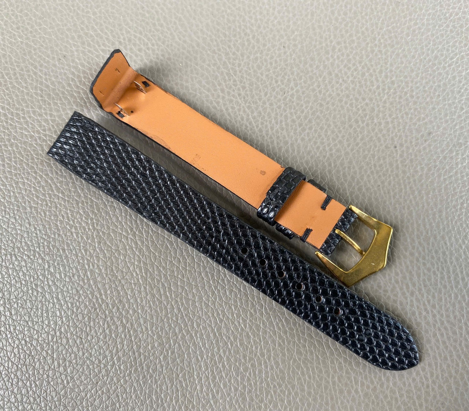 Open Ended Black Genuine Lizard Leather Watch Strap size 12 13 14 15 16 17..26mm