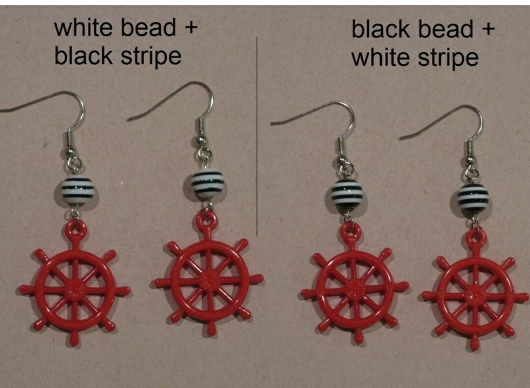 Valentine RED Anchor Rockabilly Mod Nautical Earrings patriotic Hamptons Montauk