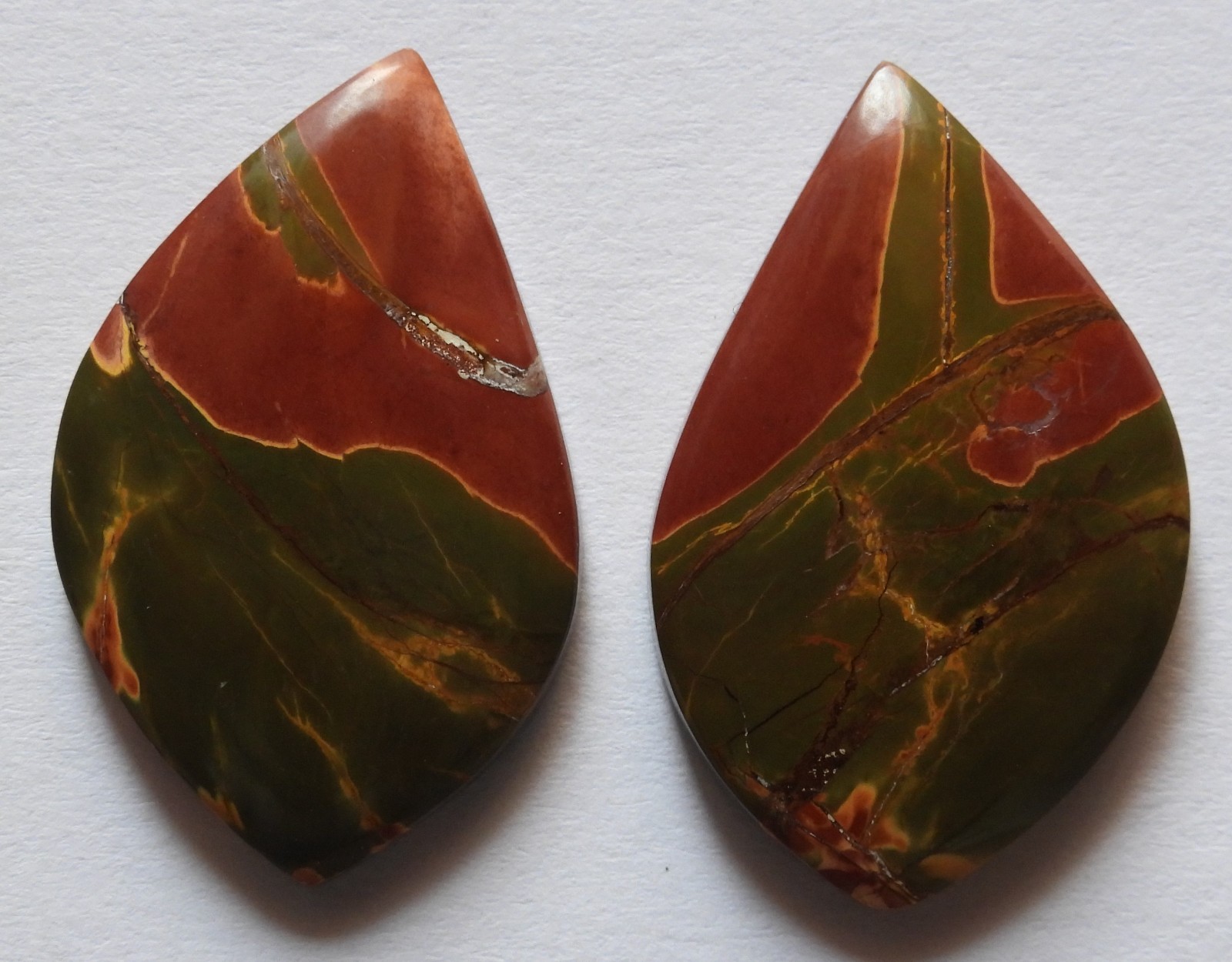 33.15 Ct Natural Cherry Creek Jasper (29.6mm X 18.6mm each) Cabochon Match Pair