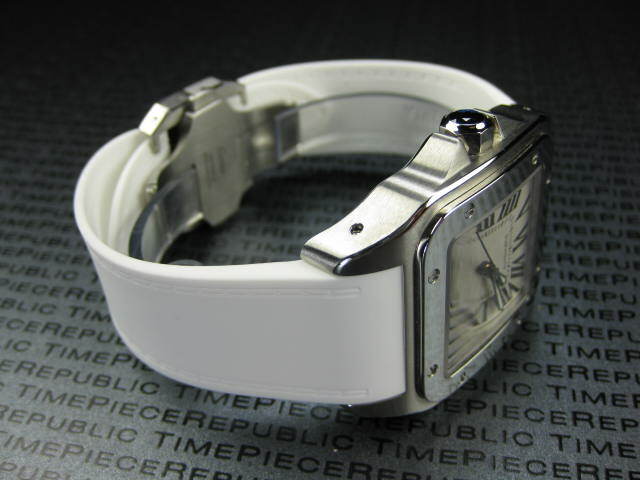 New 20mm PU Rubber Strap CARTIER SANTOS 100 Medium Diver Watch Band White x1