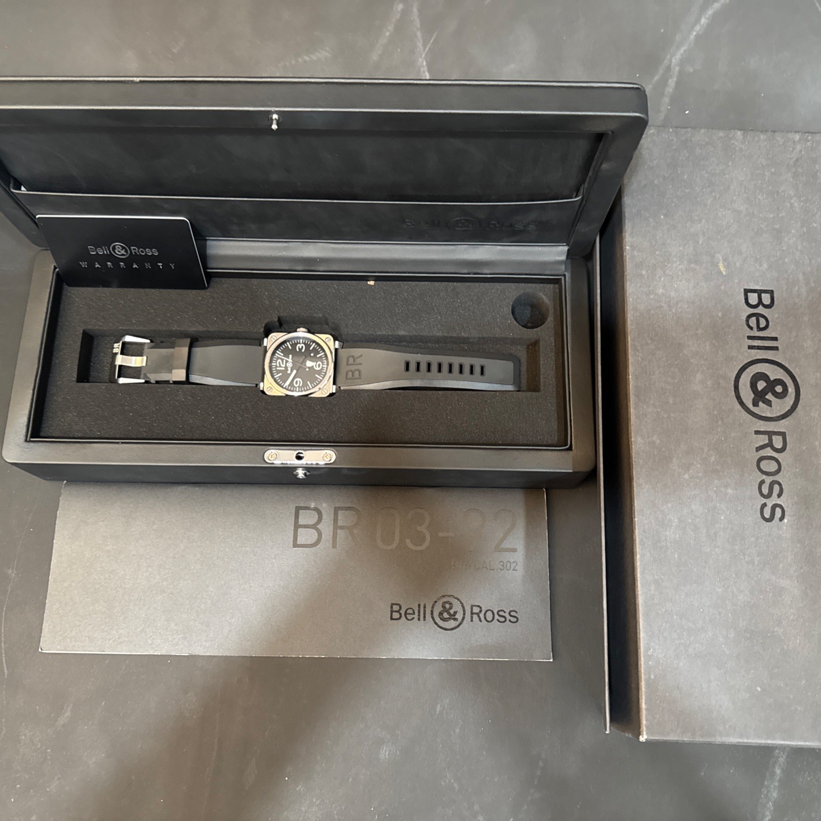 Bell & Ross BR03-92 Stainless Steel 42mm Automatic Box & Warranty Original Strap