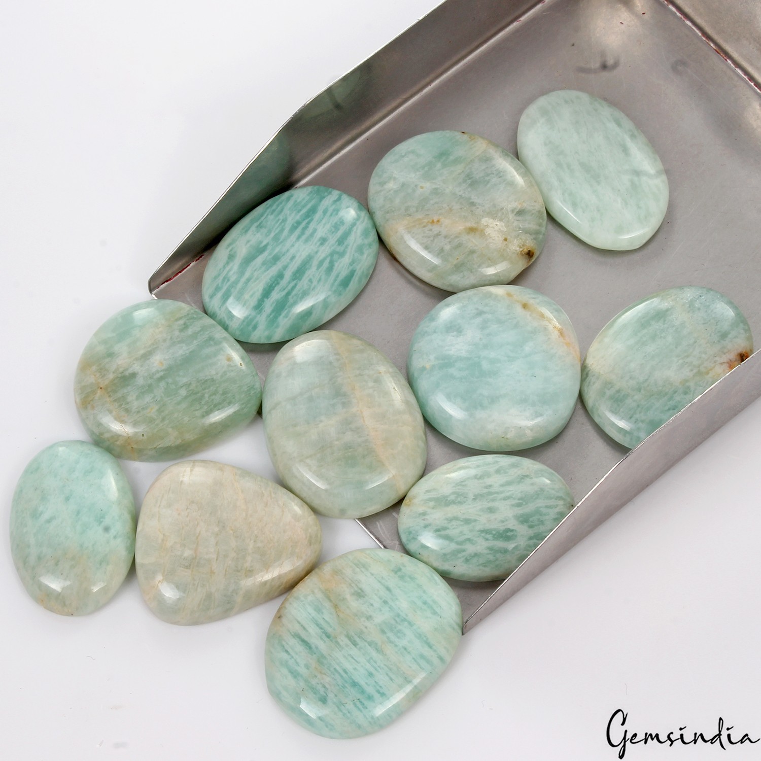 400 Ct Natural Untreated Blue Amazonite Mix Cabochon Loose 25-29mm Gemstones Lot