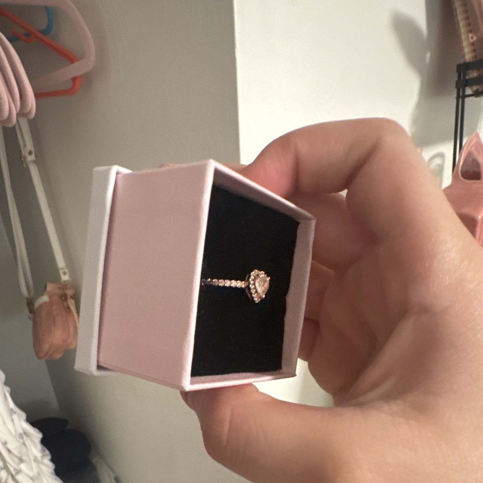 PANDORA Heart Halo Band Ring Size 7 Rose Gold Plated Love Theme