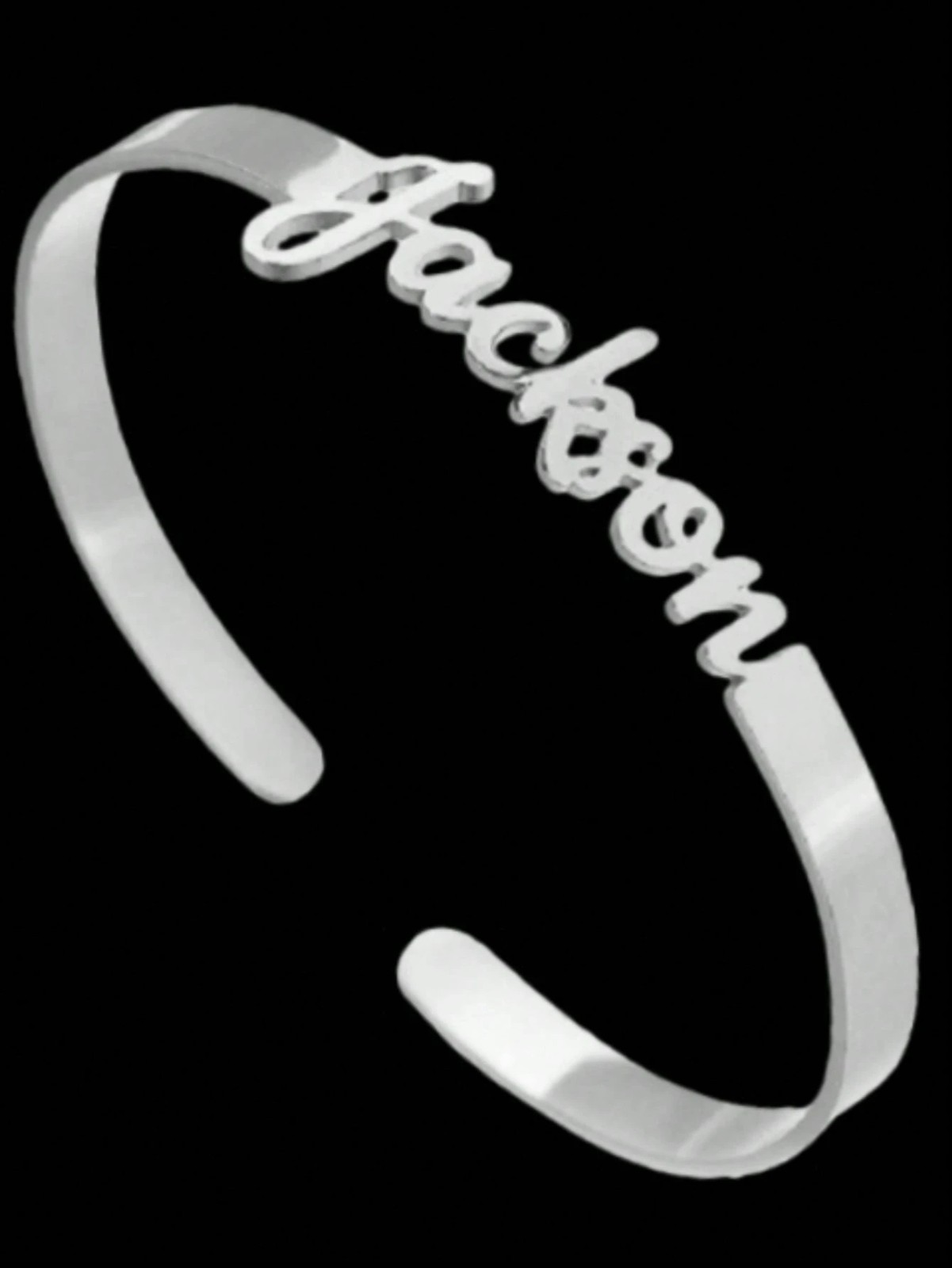 Custom Name Bangle Heart Nameplate Open Cuff Bracelet Men Women Jewelry Gift USA