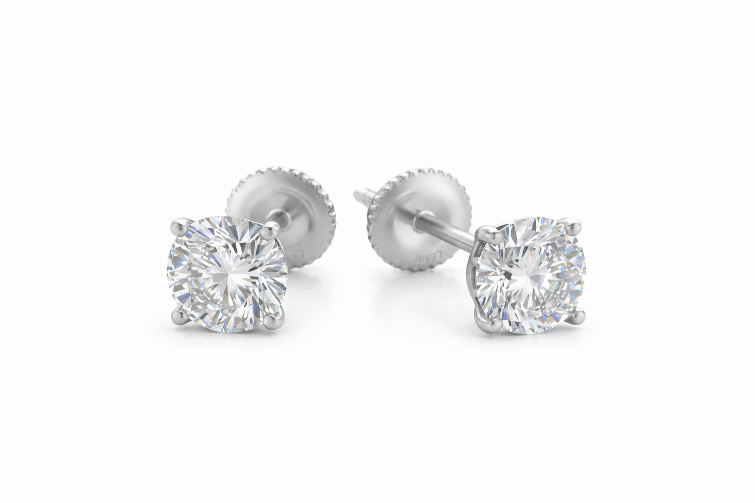 1.00-5.00 CTTW Lab grown diamonds stud Earrings set in 14K White Gold Martini