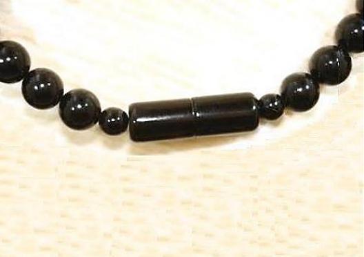 7-15MM GRADUATED ONE-STRAND ROUND GENUINE BLACK CORAL BALL BEAD NECKLACE 25″ #1