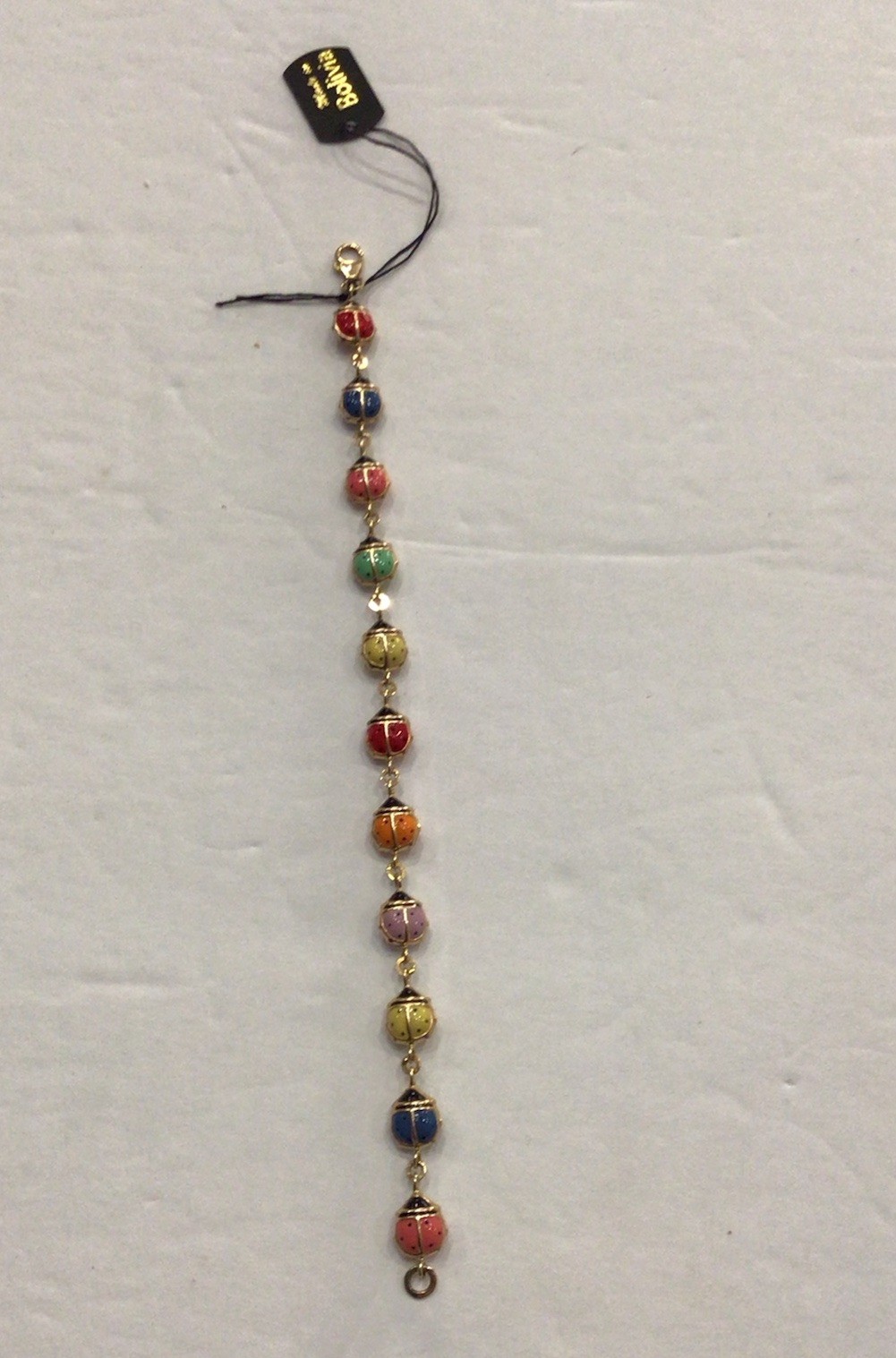 14K Yellow Gold Enamel Ladybug Bracelet 3 Grams 6 3/4 Inches Made in Bolivia NWT