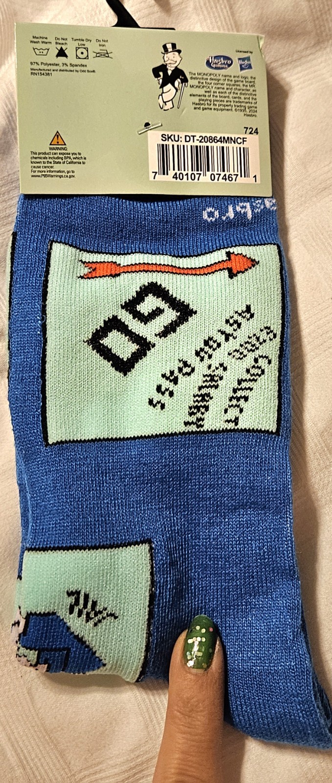 MONOPOLY GAME GO TO JAIL CREW SOCKS SHOE 1 Size 6-12 MEN WOMEN STOCKING STUFFER