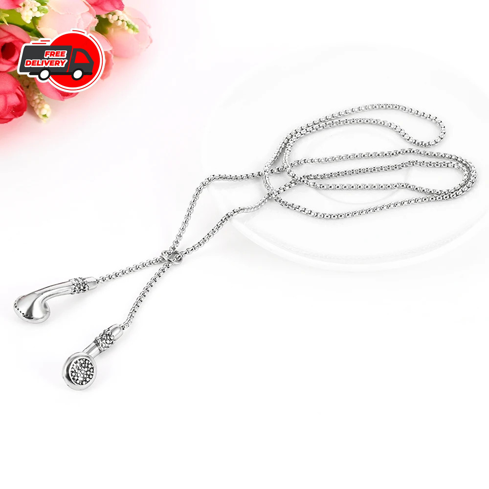 Fashion Necklace Hip-hop Kirsite Music Headphones Earbuds Pendant Metal Men