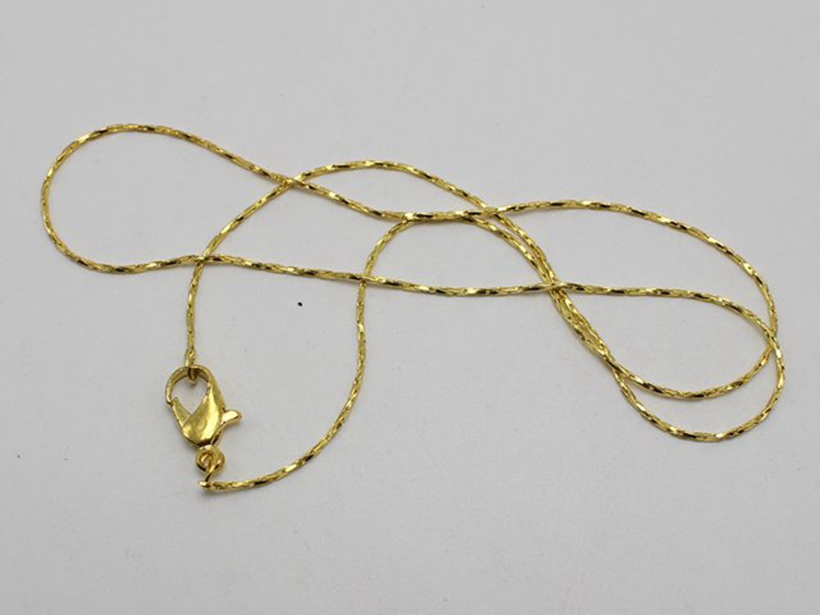 12 Golden Plated Link Snake Chain Finished Necklace 0.8mm 16″ with Lobster Clasp