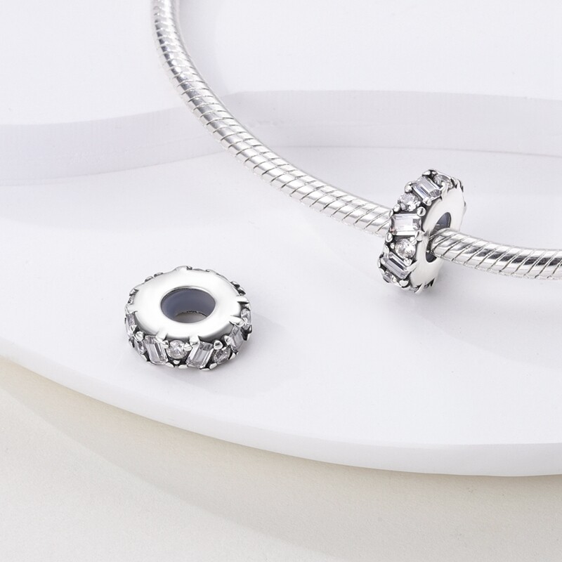 MULA European Silver Plated Charm AAA CZ Silicone Stopper For Women Bracelet
