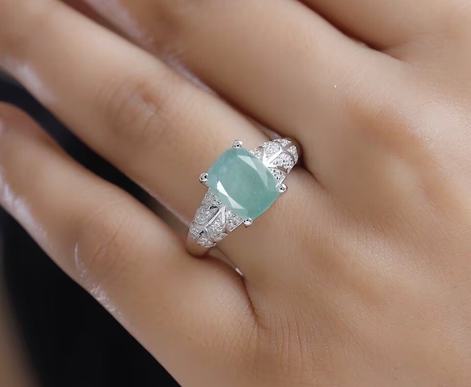 Grandidierite and White Zircon 3.75 ctw Ring In Sterling Silver