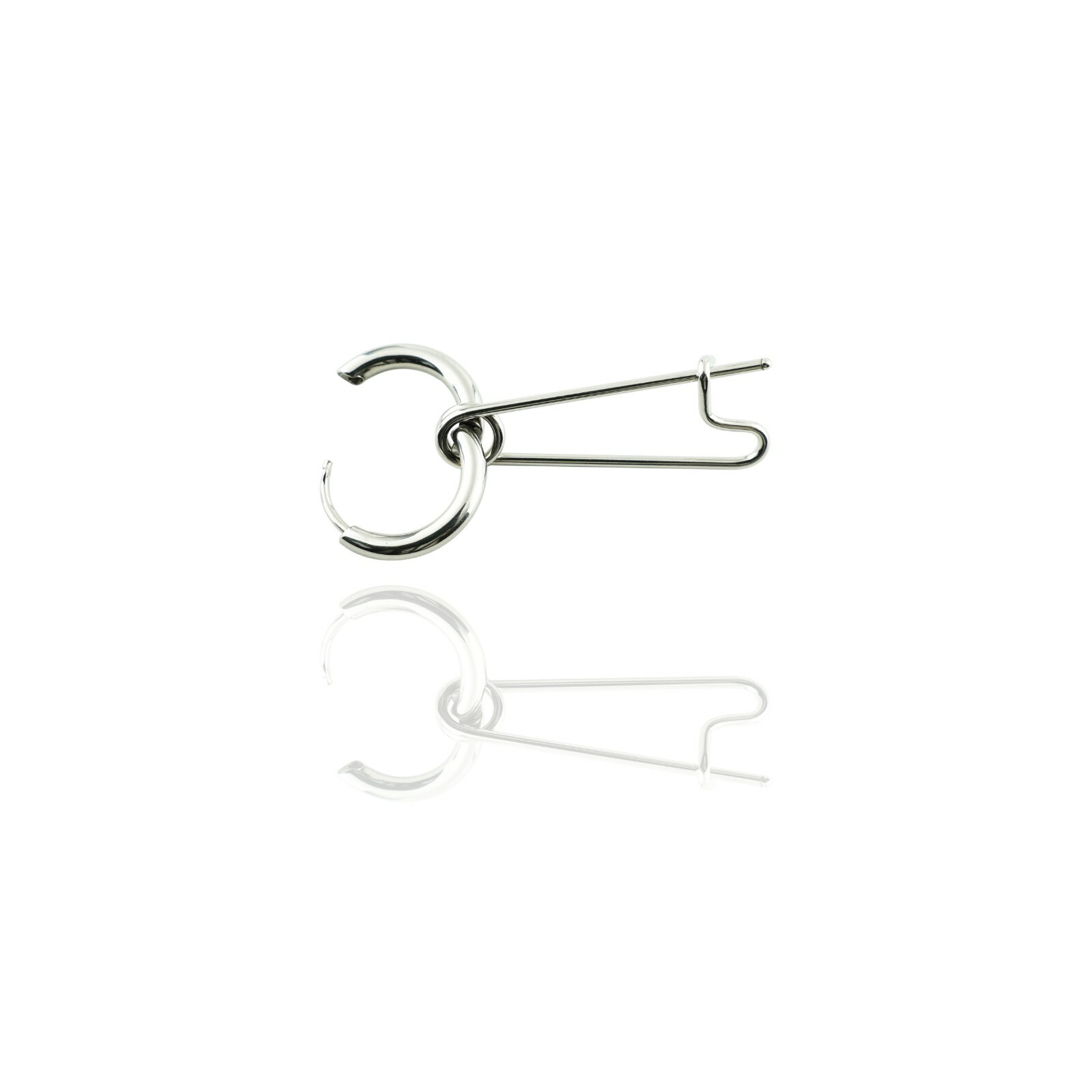 2pcs Stainless Steel Punk Goth Pin Circle Huggie Hoop Dangle Drop Stud Earrings
