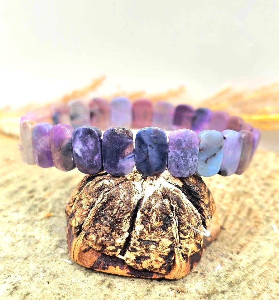 Genuine Nature Sugilite Oblong Tiles Beads Bracelet