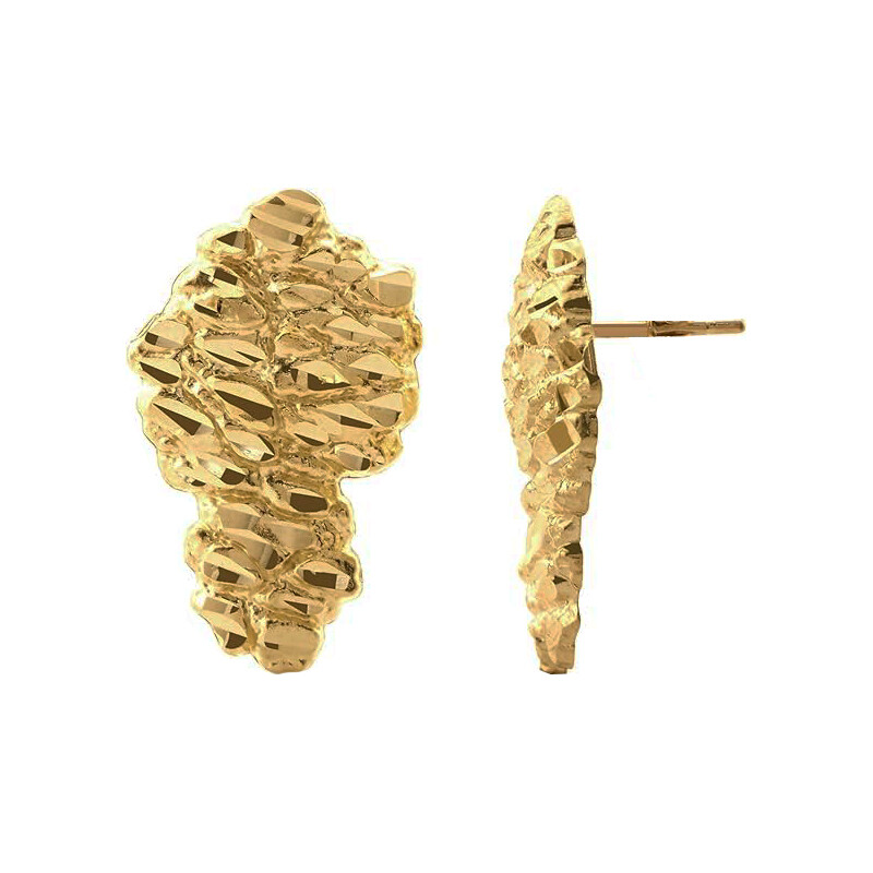 Golden Nugget Unisex Hip Hop Style Surgical Steel Post Stud Earring Earrings