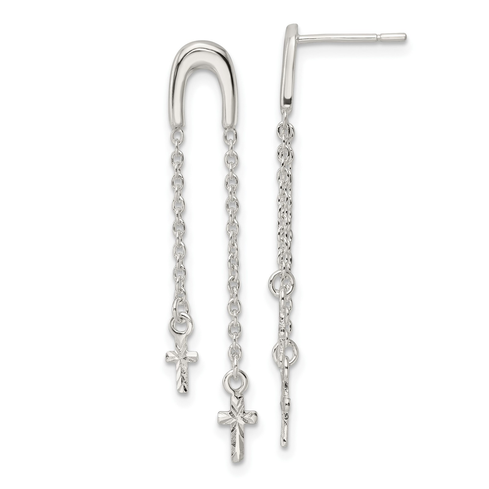 Sterling Silver Cross Pendant Necklace Layered Chains for Men Women Jewelry Set