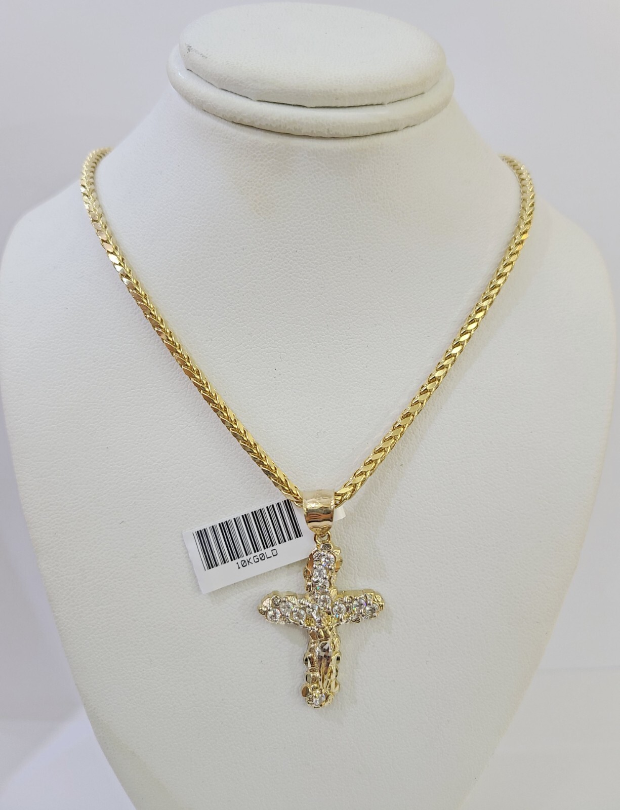 10K Gold Palm Chain 3mm Length 18″ 20″ 22″ 24″ 26″ 28″ 30″ & Cross Charm