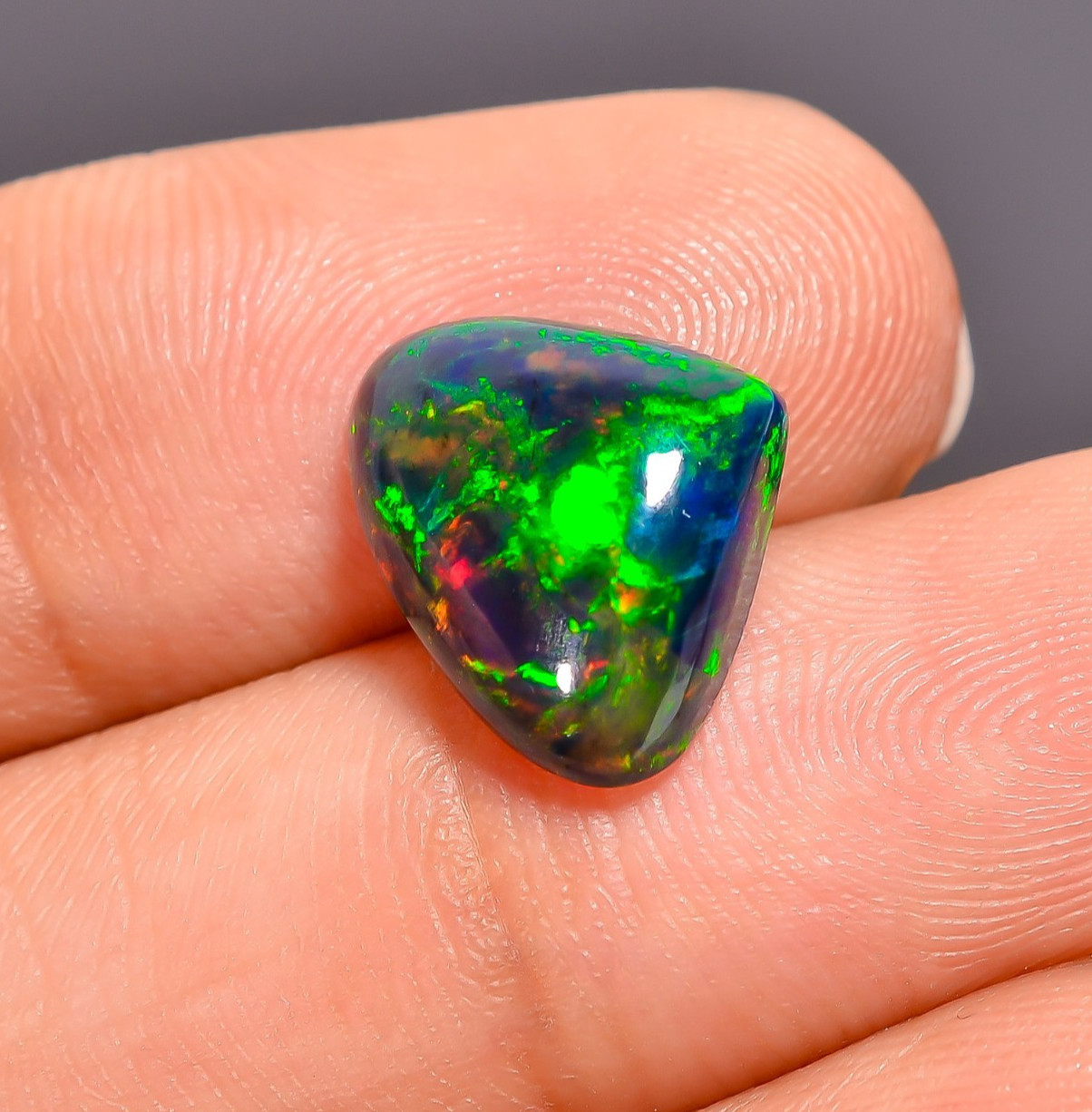 Natural Black Ethiopian Opal Heart Shape Cabochon Loose Gemstone 2.94 Ct 10X13X5