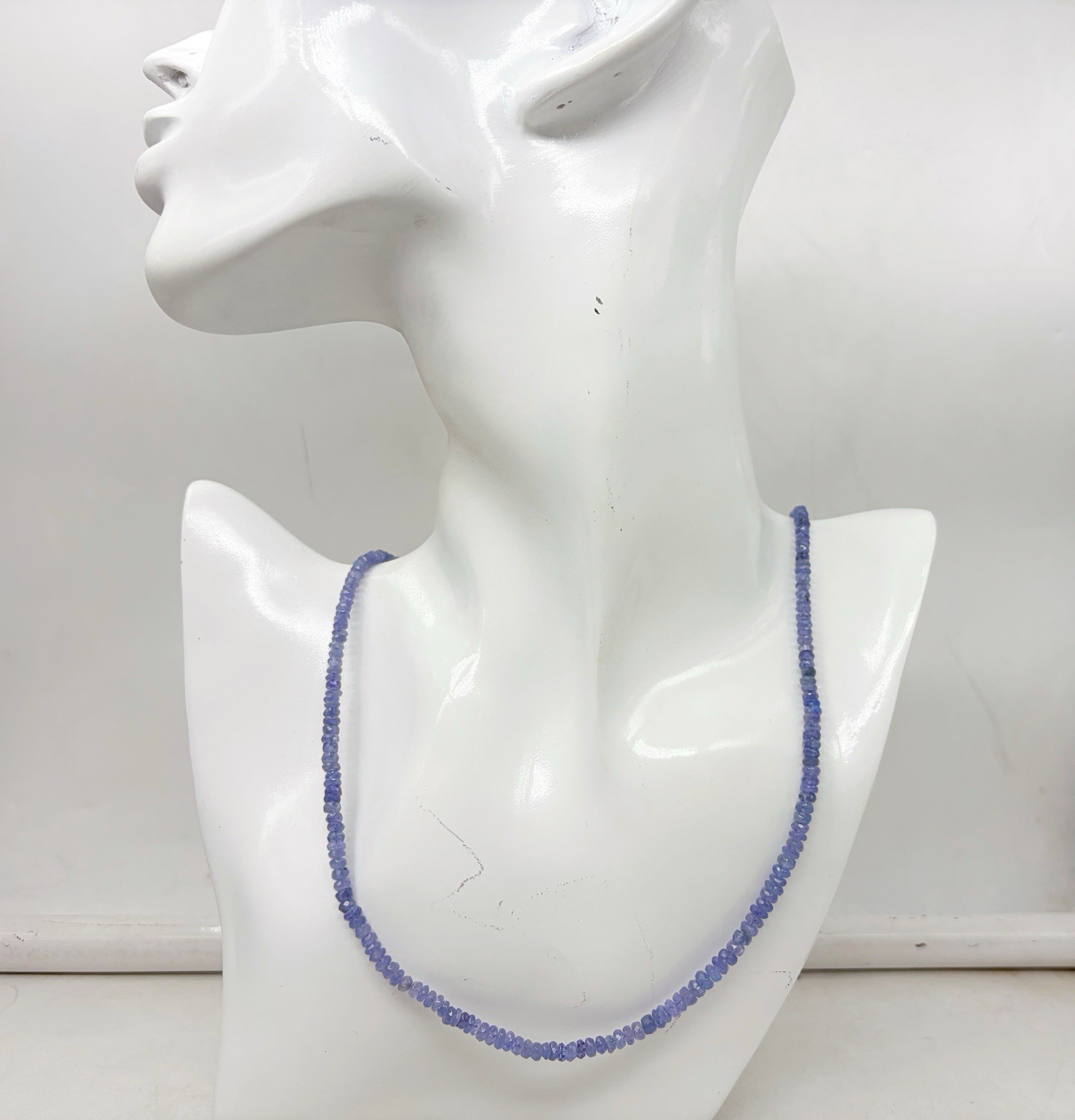 Natural Tanzanite Necklace 20” 4–5mm Faceted Gold Plated Clasp