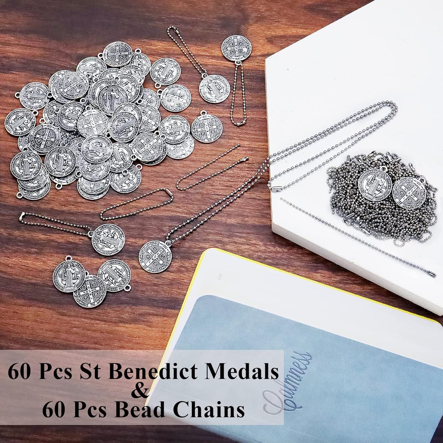 120 Pieces St Benedict Medals Accessory Set, 60Pcs 0.9 x 0.79in Cross…