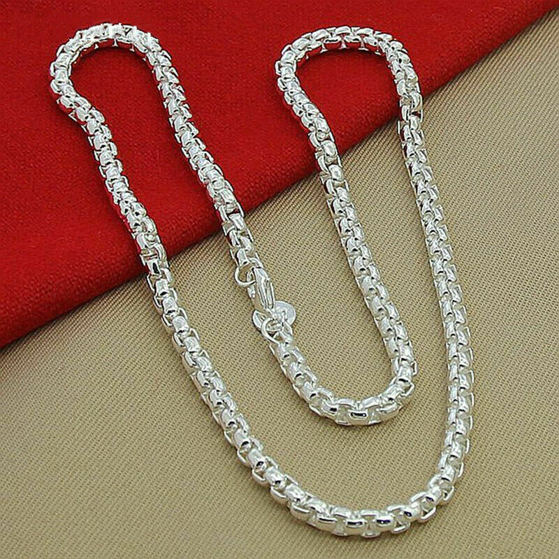 18″-30″ Mens Womens 925 Sterling Silver 6mm Smooth Round Box Link Chain Necklace