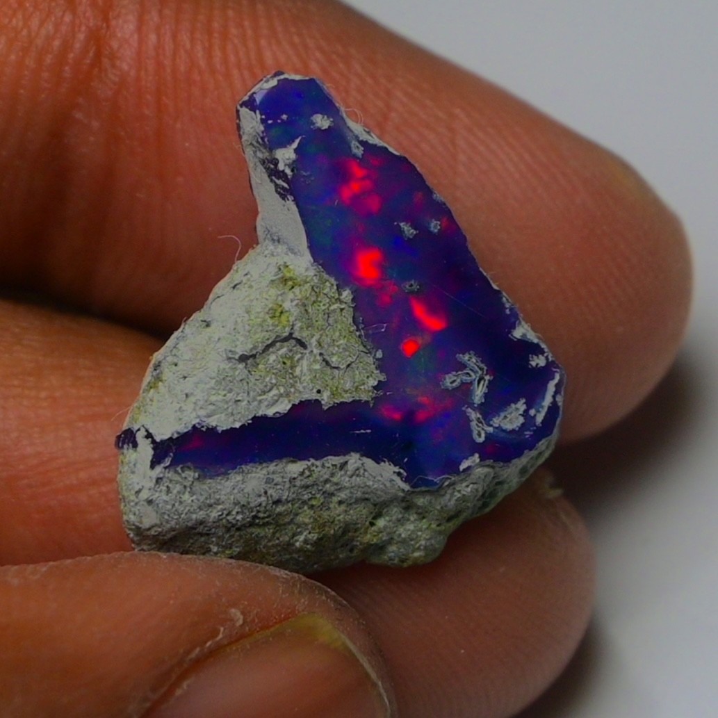 Blue Ethiopian Opal Rough 6.45 cts Smoked Black Opal Raw, Fire Opal