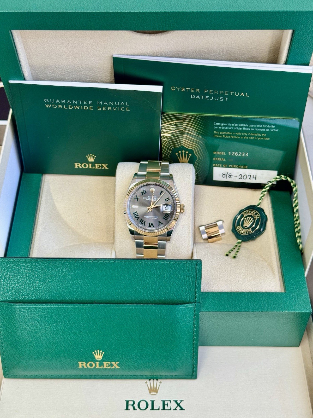 Rolex Datejust 36 126233 Wimbledon Dial Steel Gold Jubilee Box Papers 2024