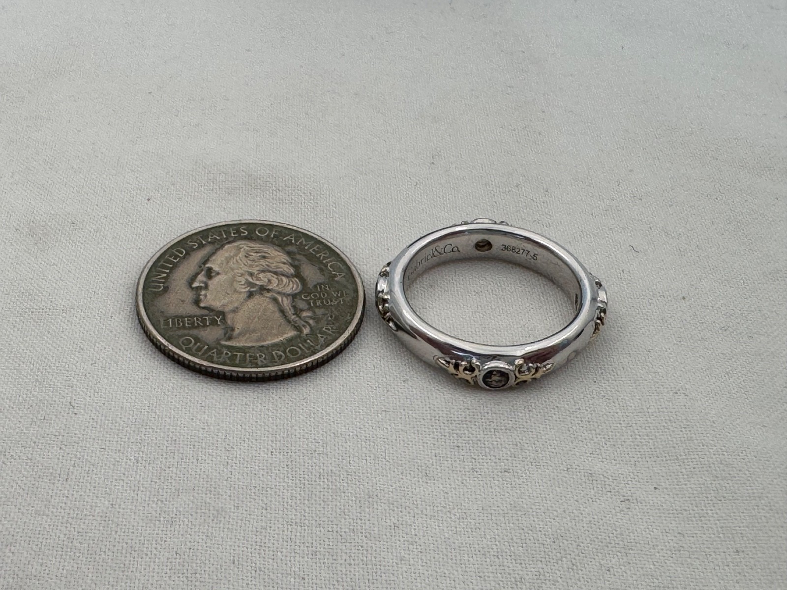 Beautiful Size 7 Gabriel & Co. Designer Sterling & 18K Gold Band / Ring XL-11