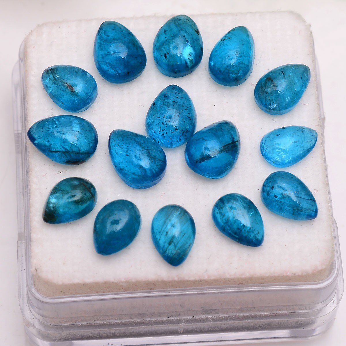 Set 15 Pcs Natural Apatite Untreated 7mm-8mm Pear Stunning Loose Gemstones Lot