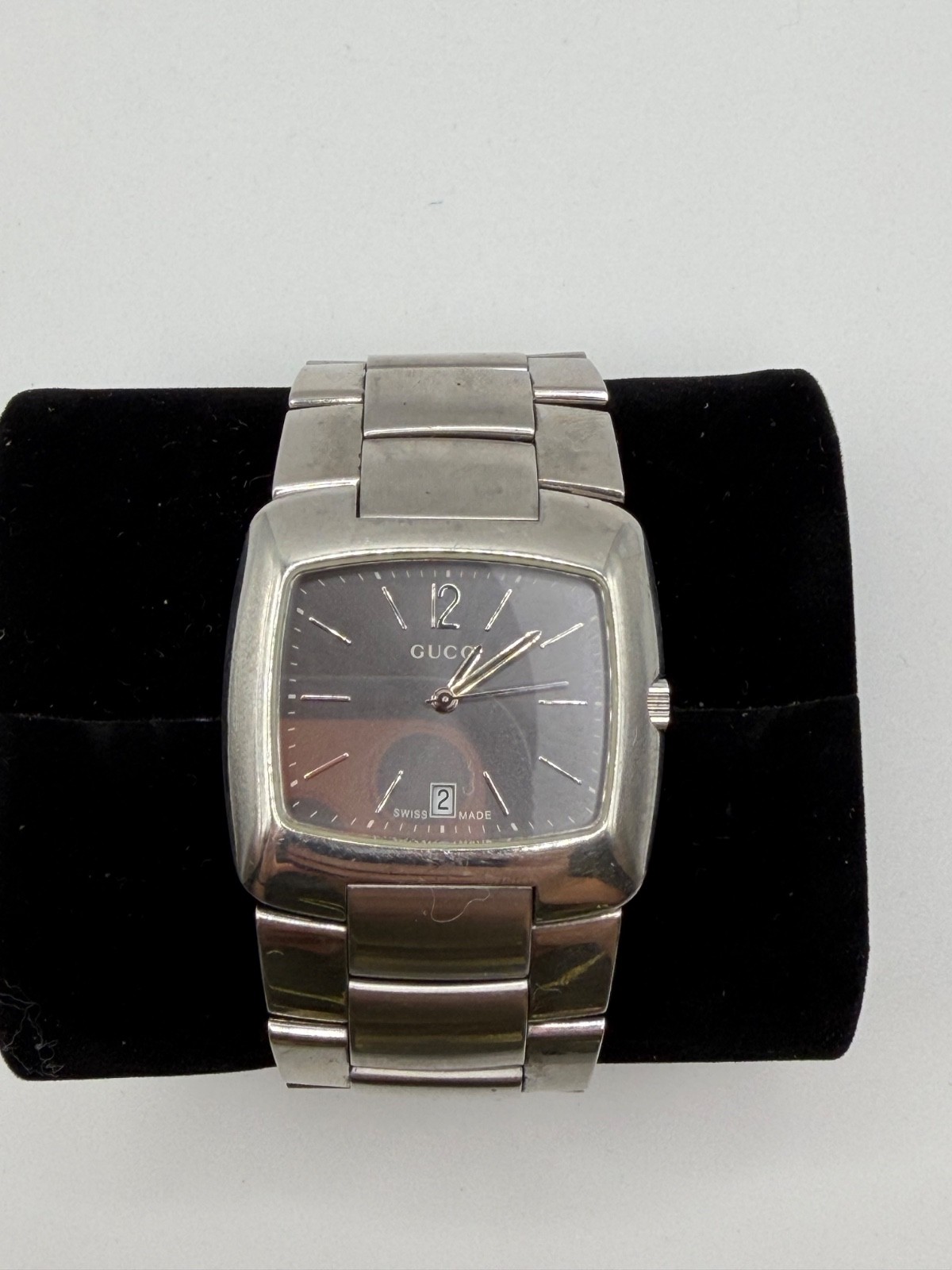 GUCCI 8500M SQUARE DATE BLACK DIAL QUARTZ MEN’S WATCH TESTED WORKING 0020248