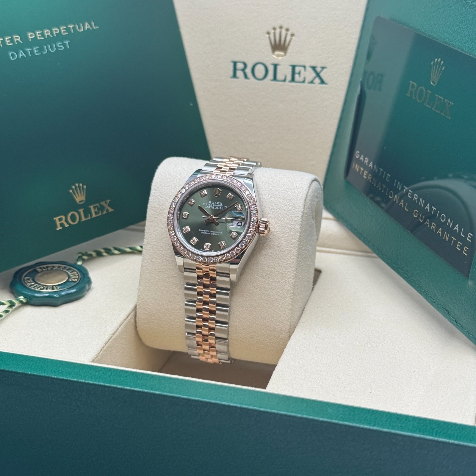 Rolex Lady-Datejust NEW 2025 Olive Green Diamond Dial 279381RBR Jubilee Bracelet