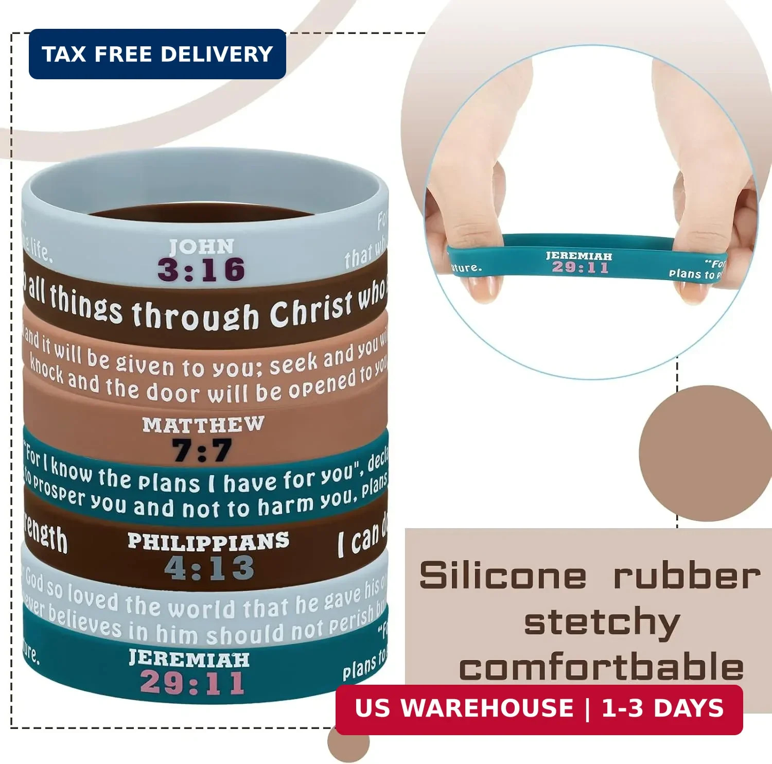 32 Pcs Bible Verse Bracelets Christian Scripture Silicone Wristbands Religious J