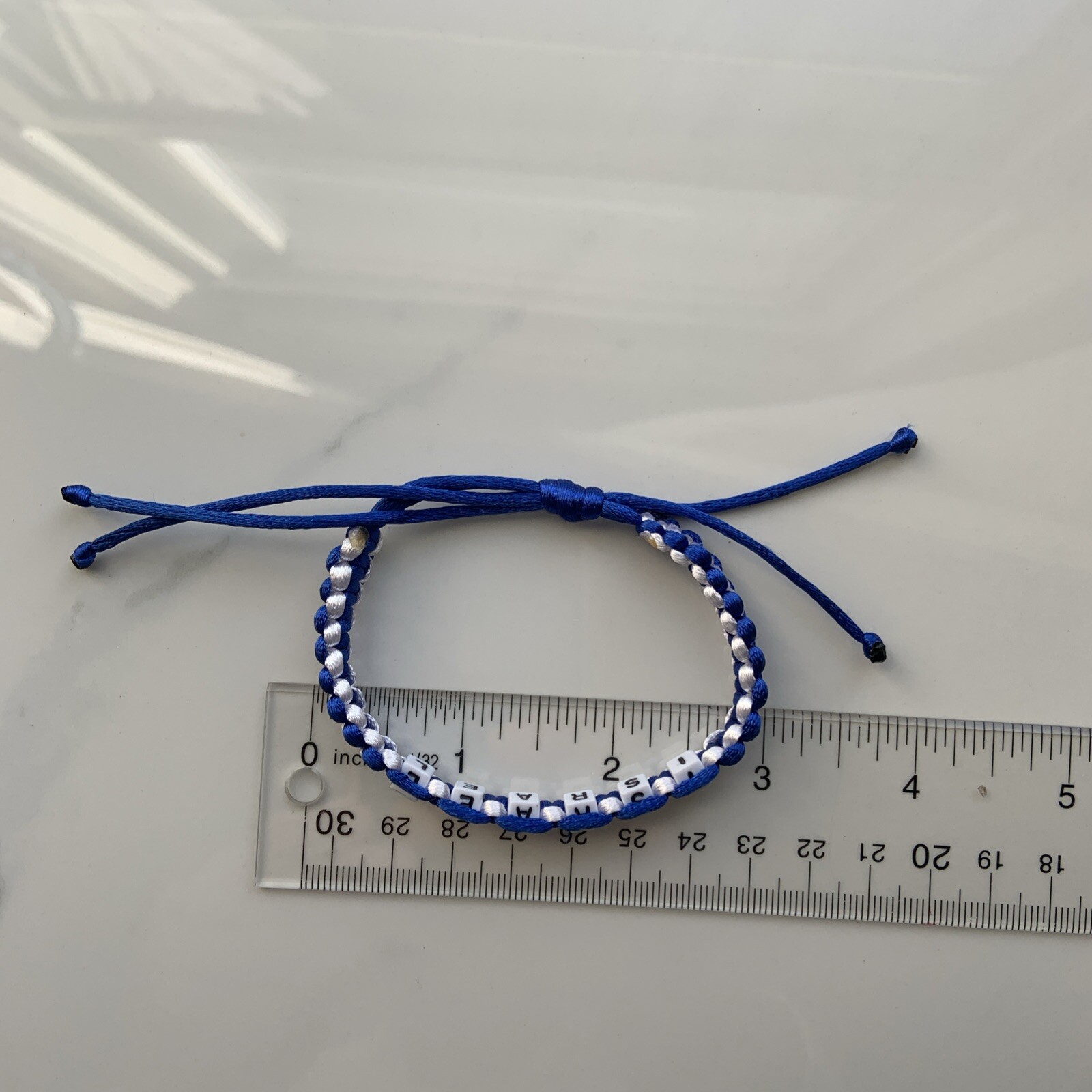 ISRAEL Bracelet BLUE & WHITE צמיד Satin Rattail Cord Shamballa Nylon Macrame (B)