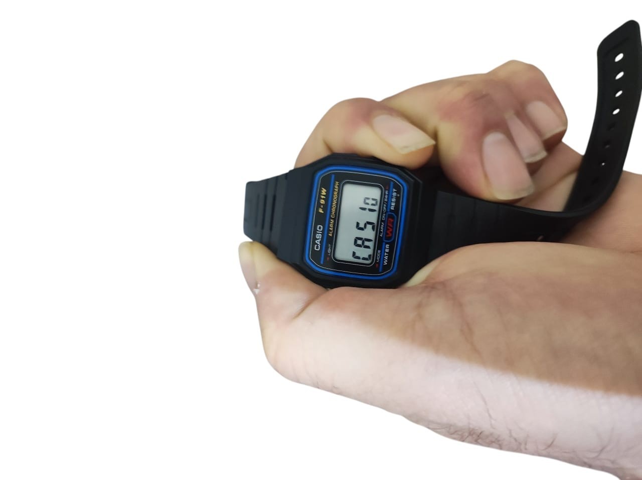 Casio F-91W Digital Watch 593 Black Resin Alarm Chronograph Tested Works