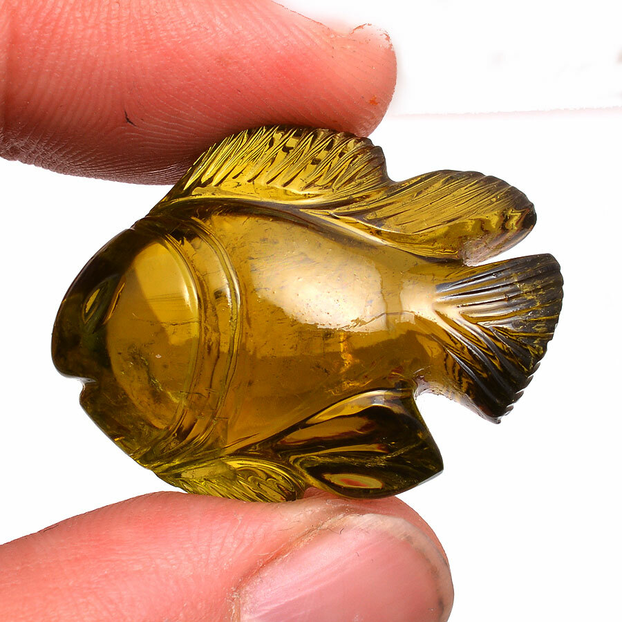 52.00 Cts Natural Tourmaline Untreated Fish Carved GTL CERTIFIED Magnificent Gem