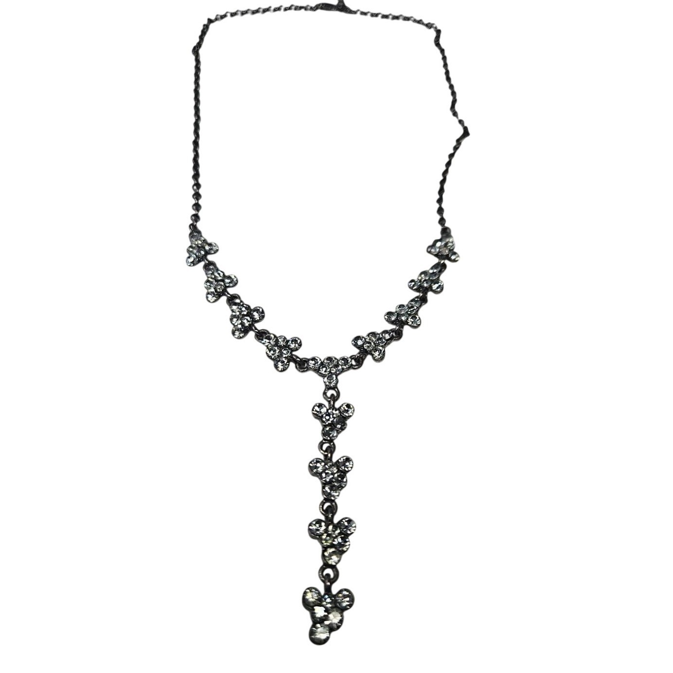 Bijoux Terner Gunmetal Rhinestone Y-Drop Necklace and Earrings Jewelry Set