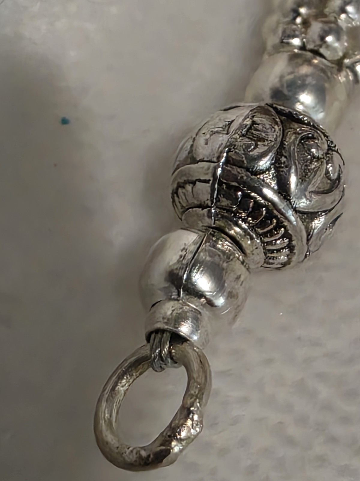Handmade Tibetan Silver Tone Beaded Bracelet Turquoise Copal Teardrop Lobster