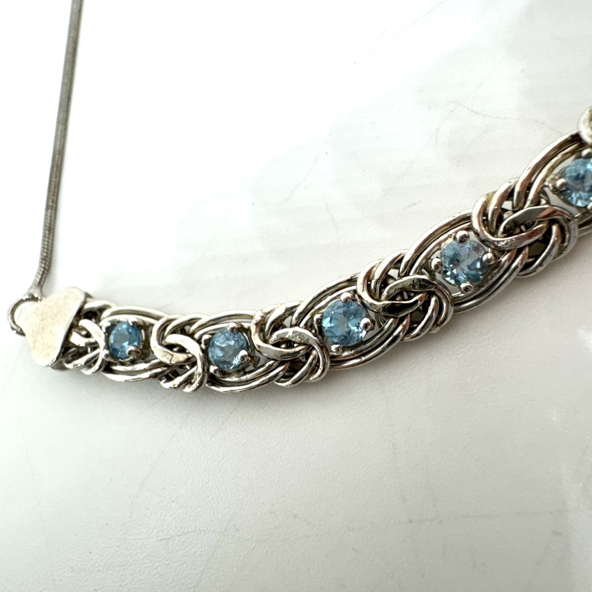 925 Sterling Silver Blue Stone Adjustable Bracelet – 7.83G! (WMP019087)