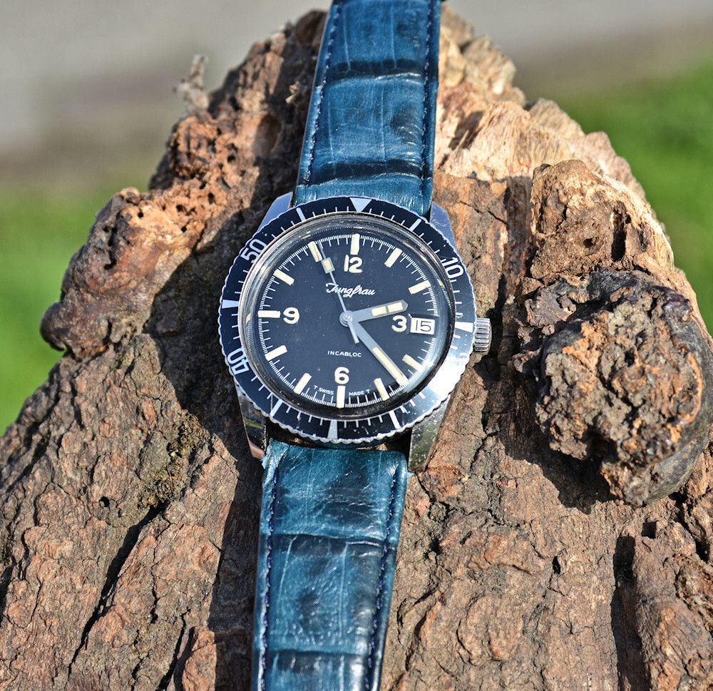 Orologio Jungfrau DIVER SUB 600 feet anni ’70 con ghiera girevole revisionato
