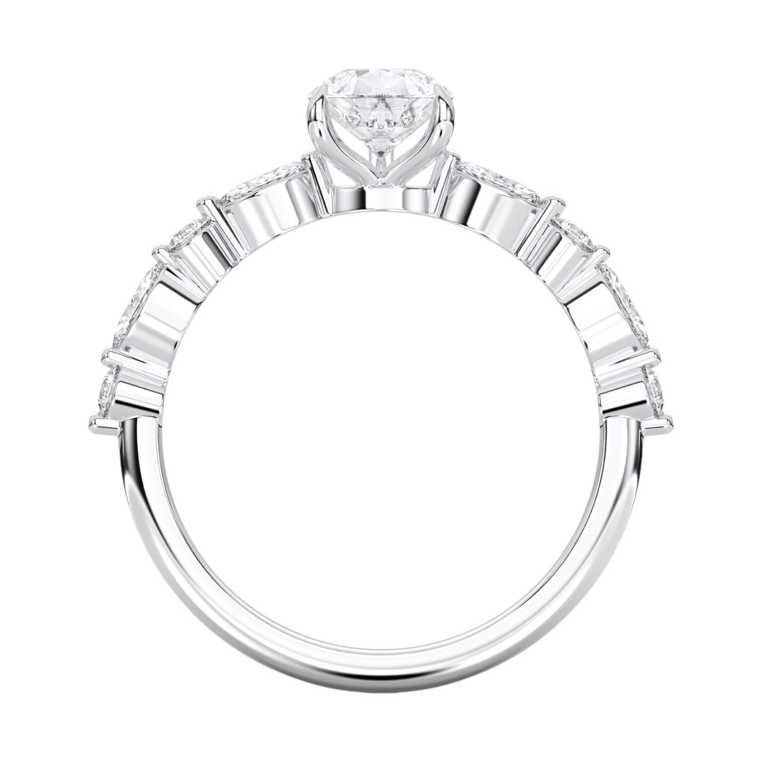 Ananta Jewels 1.35Ct Pear Cut Moissanite Engagement Ring in 925 Silver for Women