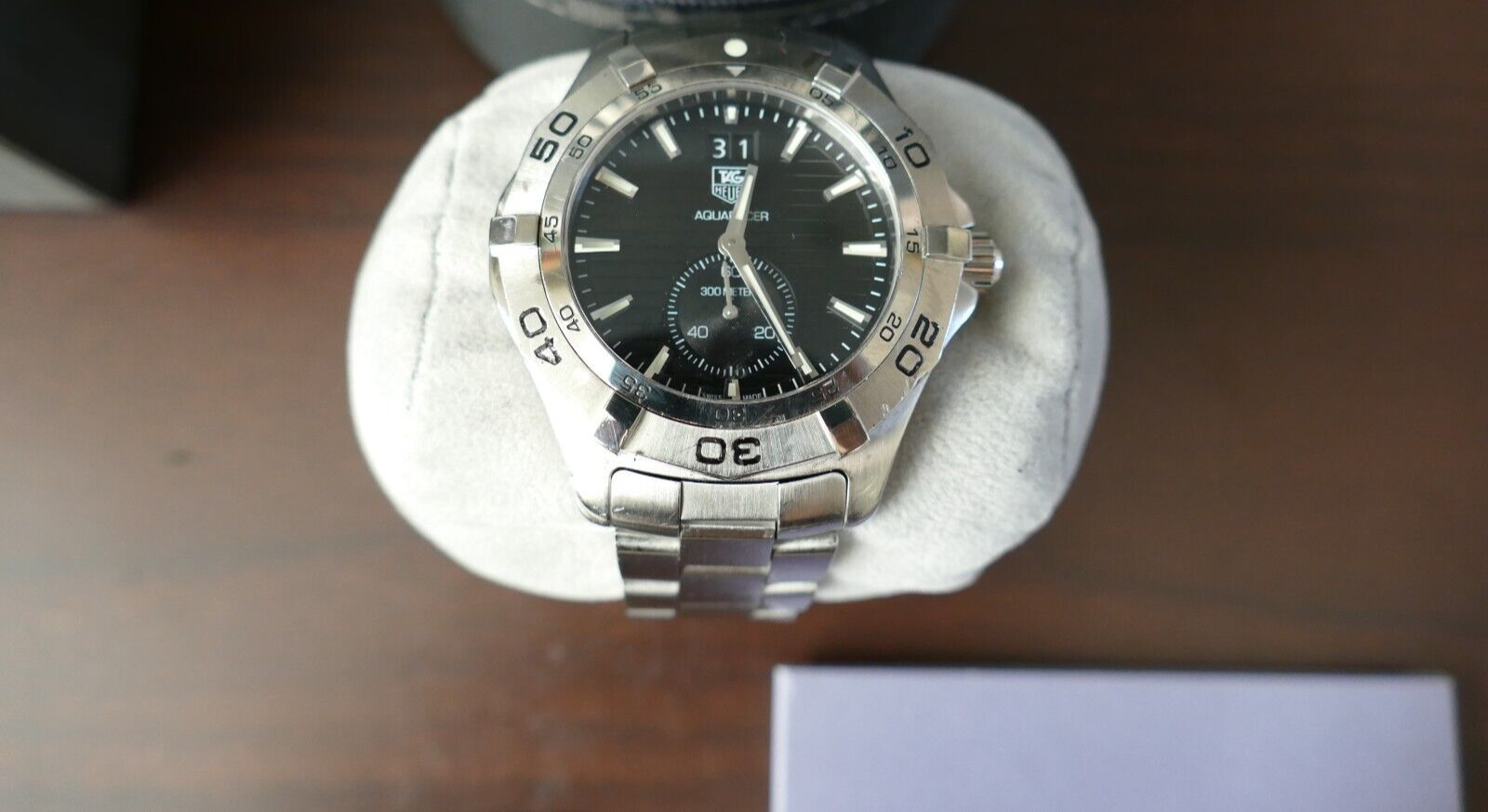 TAG Heuer men black Aquaracer swiss link monza autavia watch 300m WAF1014.BA0822