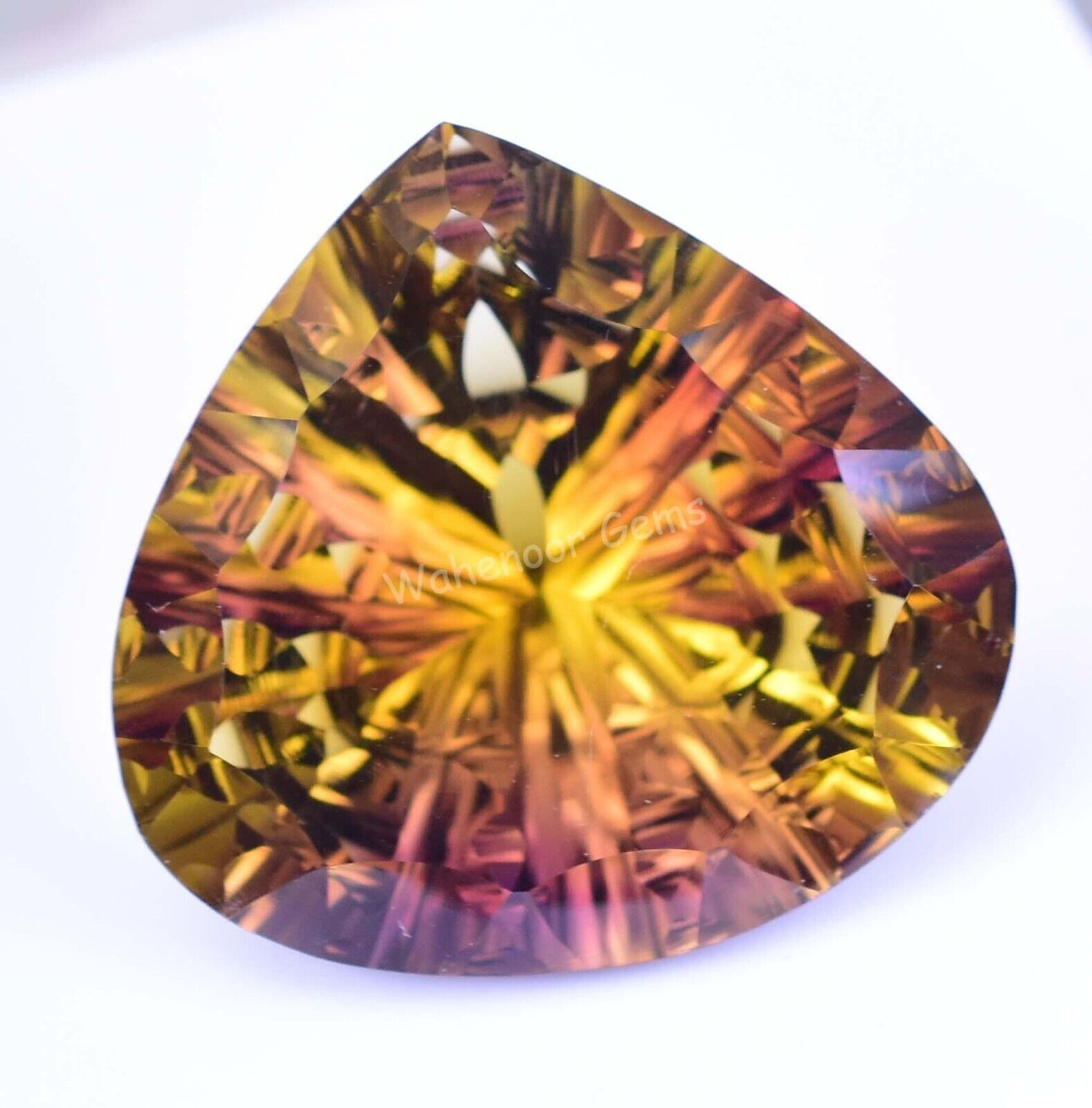 Flawless Natural Bi-Color Ametrine 37.10 Ct Pear Certified Untreated Gemstone