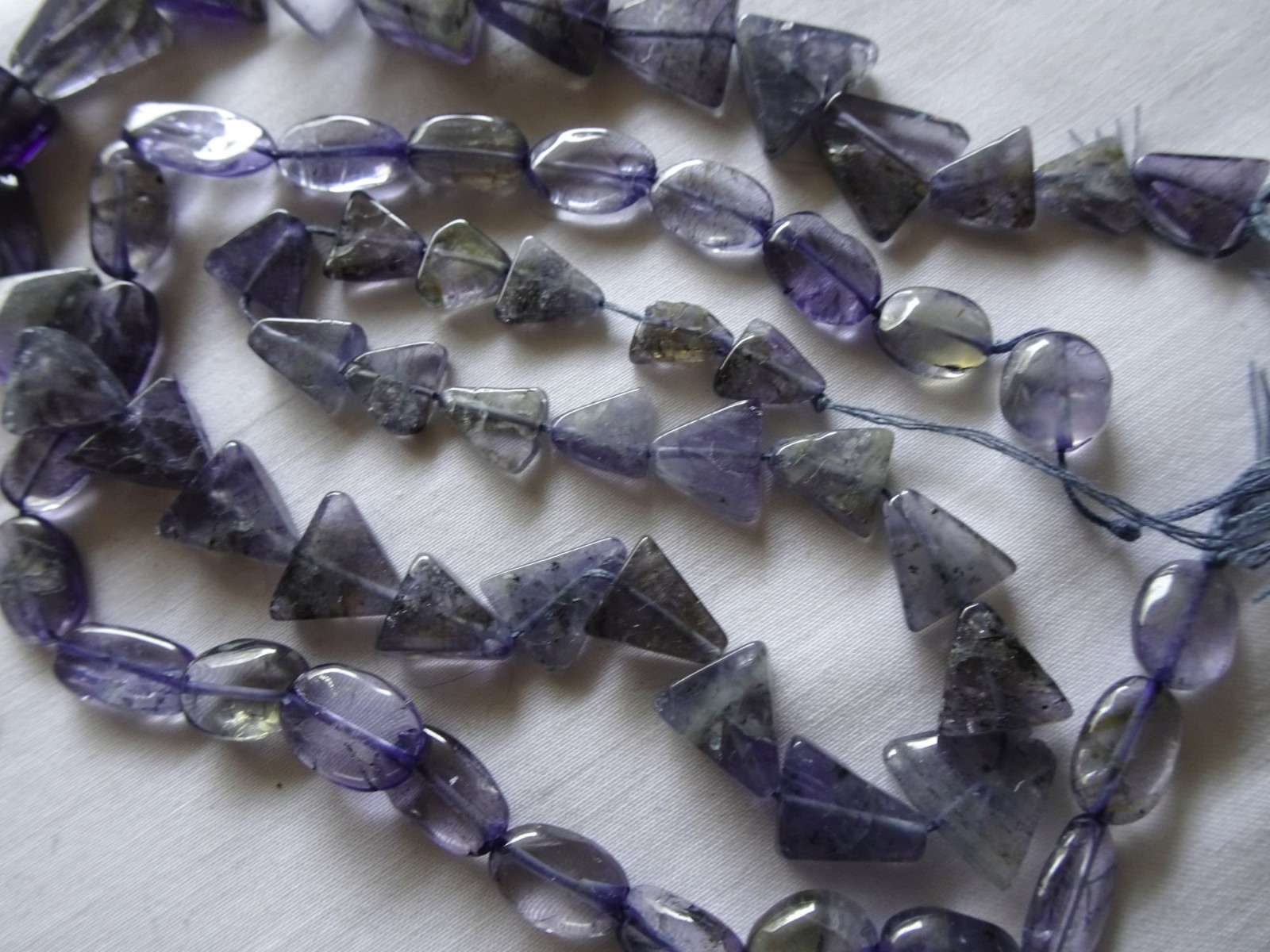 TWO Strands Natural Iolite Stone Triangle &Puffy Oval 7-13mm Long Beads A866 DNG